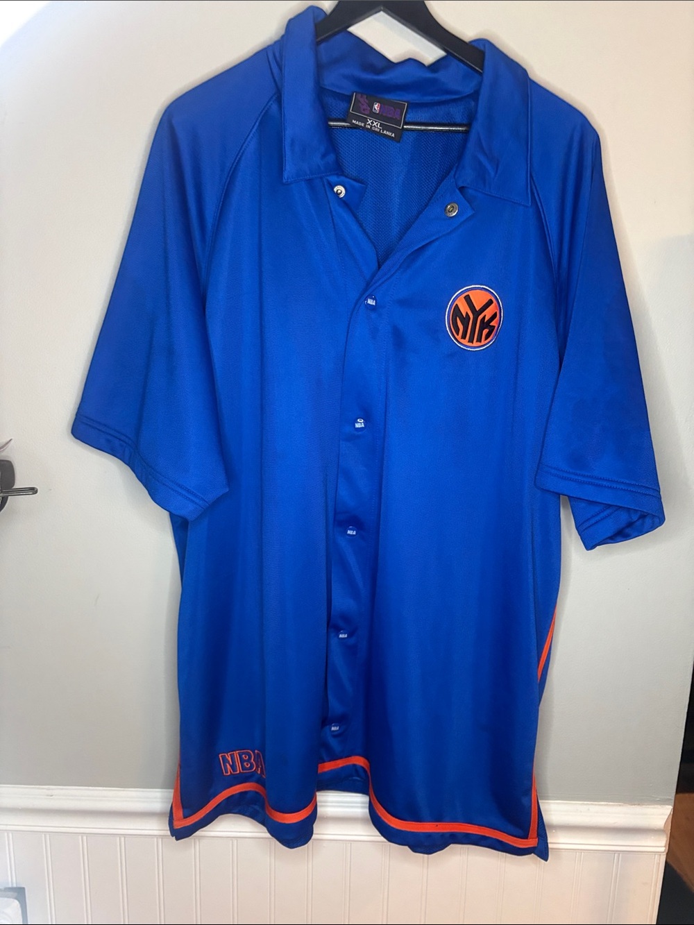 NBA Royal Blue and Orange Men’s Button-Up Jersey